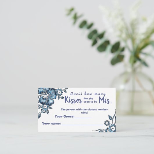 Blauw hoeveel Kisses voor Mrs Shower-spelkaart Plaatskaartje (Staand voorkant)