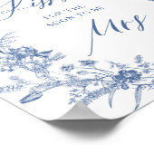 Blauw Hoeveel Kusjes Bruiloft Feest Spel Poster (Hoek)