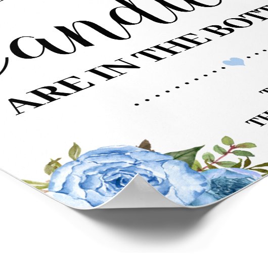 Blauw hoeveel Snoepjes spelbordBaby shower Poster (Hoek)