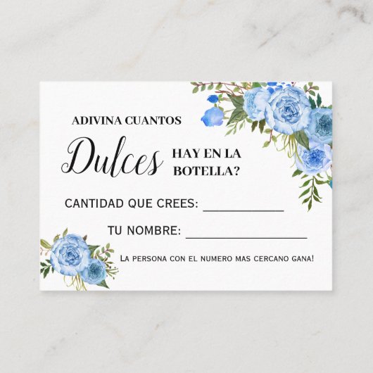 Blauw Hoeveel snoepjes spelen tweetalige douchekaa Plaatskaartje (Achterkant)