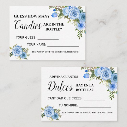 Blauw Hoeveel snoepjes spelen tweetalige douchekaa Plaatskaartje (Voorkant / Achterkant)