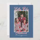 Blauw Holly Jolly Holly Poly Kerstmis Foto Feestdagenkaart (Voorkant)