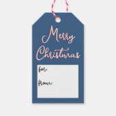 Blauw Holly Jolly Vrolijk Kerstmis Eenvoudig Voor Cadeaulabel (Voorkant)