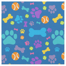 Blauw hondenpootje print patroon stof