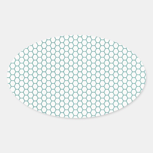 Blauw honing kam patroon ovale sticker (Voorkant)