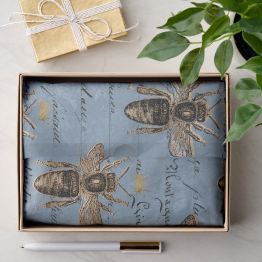 blauw honingbijendebetpapier tissuepapier (Geschenk)