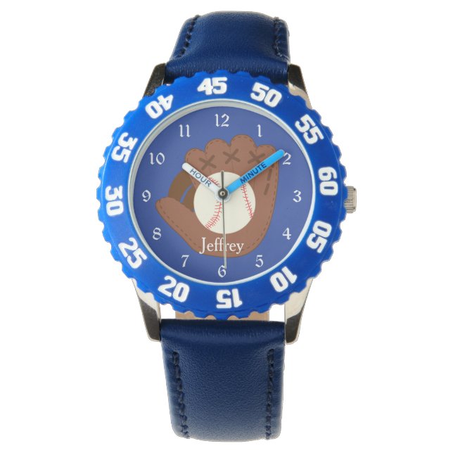 Blauw honkbalhandschoen Kinder Horloge (Voorkant)