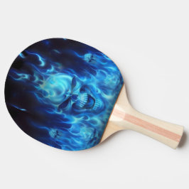 blauw hoofd van de schedel tafeltennisbatje