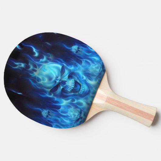 blauw hoofd van de schedel tafeltennisbatje (Zijkant)