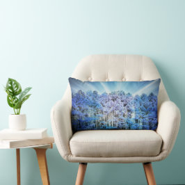 Blauw hoopvol gloeiend bos kussen
