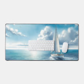 Blauw Horizon Eenzame Zeilboot Bureaumat (Keyboard & Muis)