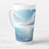 Blauw Horizon Eenzame Zeilboot Latte Mok (Linkerhoek)