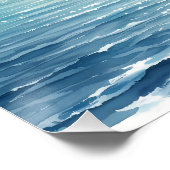 Blauw Horizon Eenzame Zeilboot Perfect Poster (Hoek)
