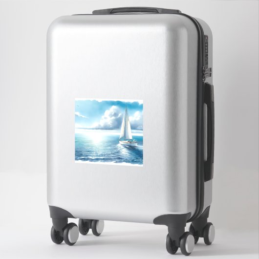 Blauw Horizon Eenzame Zeilboot Sticker (Koffer)