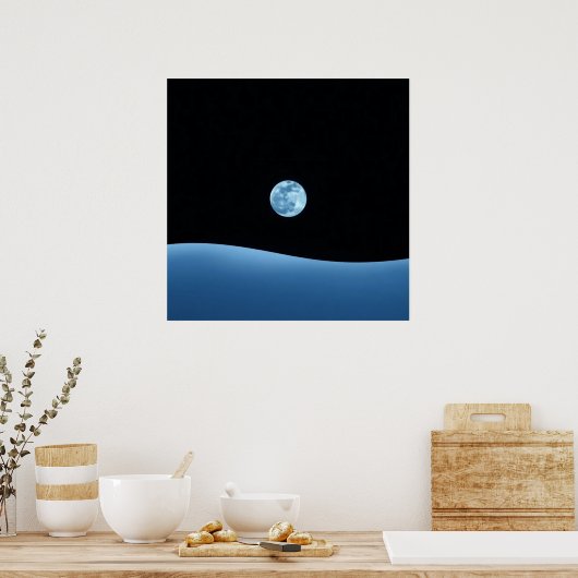 Blauw horizon poster (Keuken)