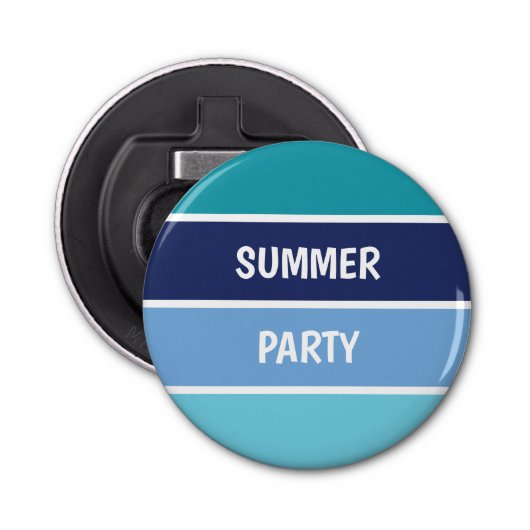 Blauw horizontaal gestreept button flesopener (Voorkant)