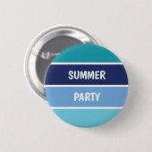 Blauw horizontaal gestreept ronde button 5,7 cm (Voorkant /achterkant)