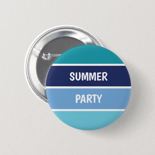 Blauw horizontaal gestreept ronde button 5,7 cm (Voorkant /achterkant)