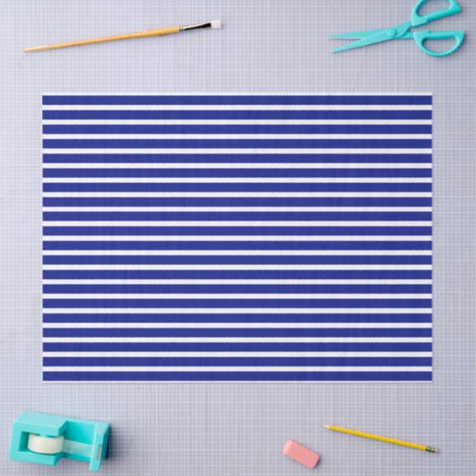 Blauw horizontaal stripespapier tissuepapier (Craft)