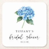 Blauw Hortensia Bloem Bruidsa Shower Welkom Bord Kartonnen Onderzetters (Voorkant)