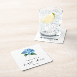 Blauw Hortensia Bloem Bruidsa Shower Welkomstbord Kartonnen Onderzetters