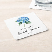 Blauw Hortensia Bloemen Bruidsontvangstbord Kartonnen Onderzetters (Schuin)