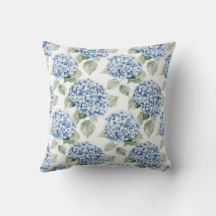 Blauw Hortensia Bloemenschildering Cottage Patroon Kussen