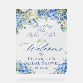 Blauw Hortensia Bruiloft Feestelijke Welkom Acryl Bord