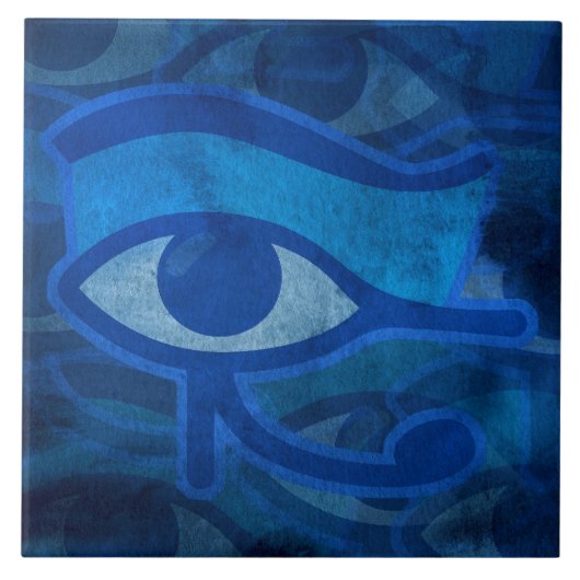 Blauw Horus Eye Keramische Tegel Tegeltje (Voorkant)