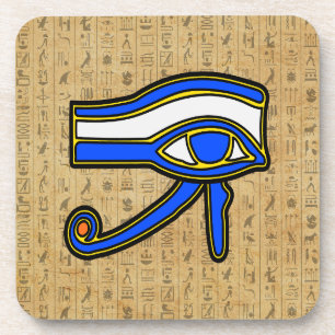 Blauw Horus Eye on Hieroglyphs Onderzetter