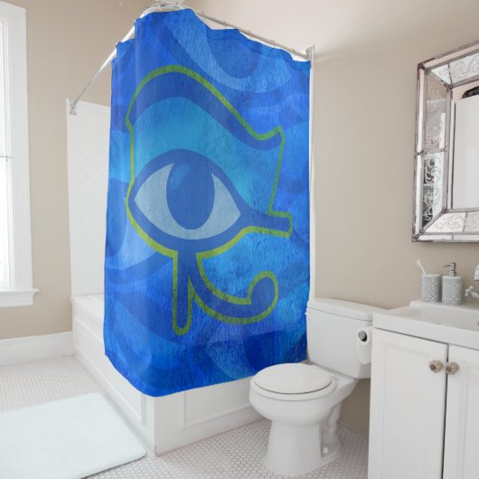 Blauw Horus oog Douchegordijn (In situ)