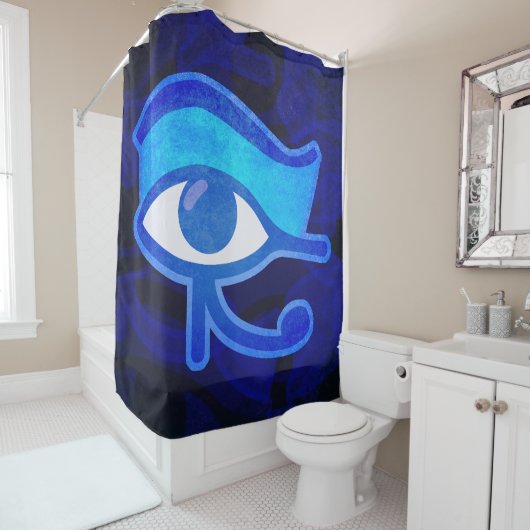 Blauw Horus oog Douchegordijn (In situ)