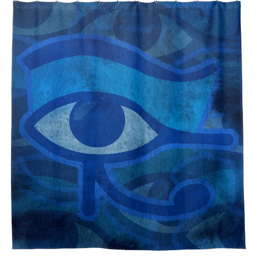 Blauw Horus oog Douchegordijn (Voorkant)