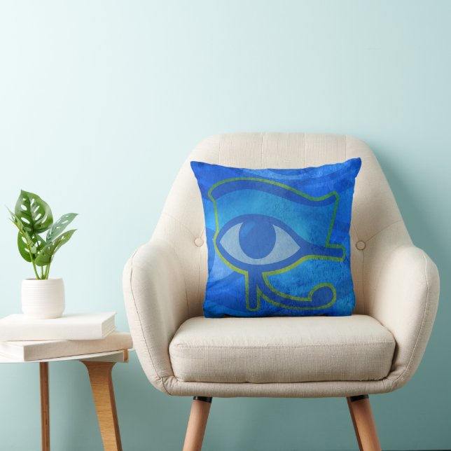 Blauw Horus oog Kussen (Stoel)