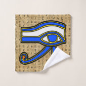 Blauw Horus oog op hiërogliefen Bad Handdoek (Wasdoekje)