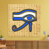 Blauw Horus Oog op hiërogliefen Canvas Print (Insitu (Woonkamer))
