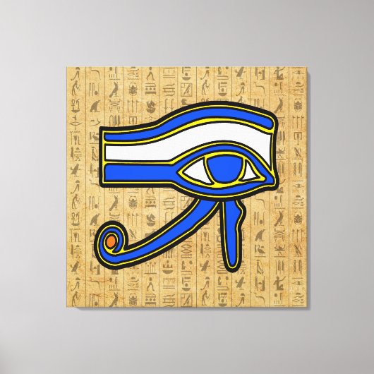 Blauw Horus Oog op hiërogliefen Canvas Print (Voorkant)