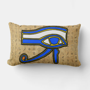 Blauw Horus oog op hiërogliefen Kussen