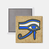 Blauw Horus oog op hiërogliefen magneet (Voorkant / Achterkant)