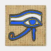 Blauw Horus oog op hiërogliefen magneet (Voorkant)