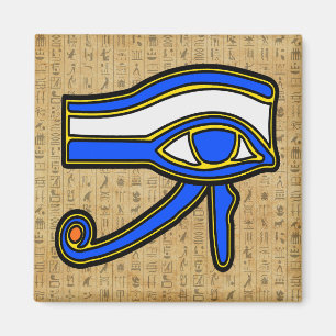 Blauw Horus oog op hiërogliefen magneet