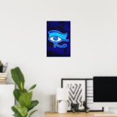 Blauw Horus Oog Poster (Thuiskantoor)