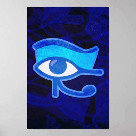 Blauw Horus Oog Poster (Voorkant)