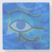 Blauw Horus oog Stenen Onderzetter (Voorkant)