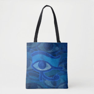 Blauw Horus Oog Tote Bag