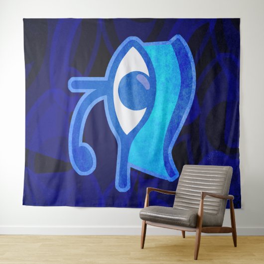 Blauw Horus oog Wandkleed (In Situ (horizontaal))