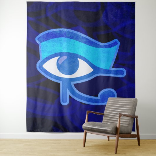Blauw Horus oog Wandkleed (In situ)