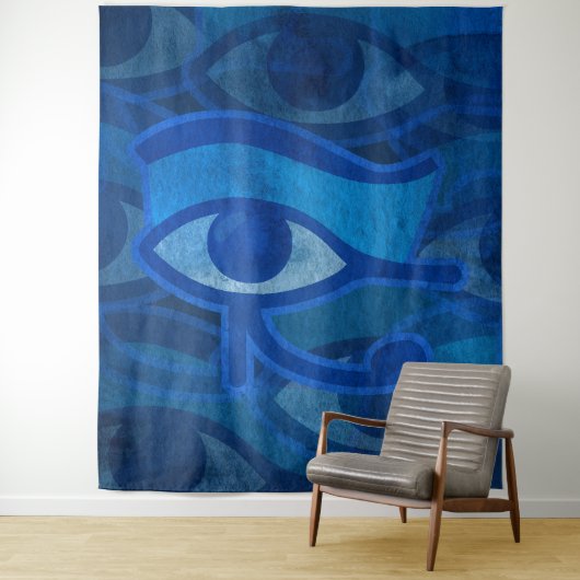 Blauw Horus oog Wandkleed (In situ)