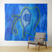 Blauw Horus oog Wandkleed (In Situ (horizontaal))