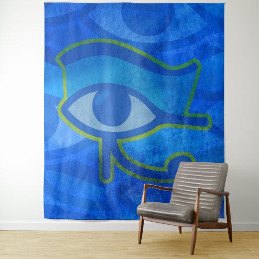 Blauw Horus oog Wandkleed (In situ)